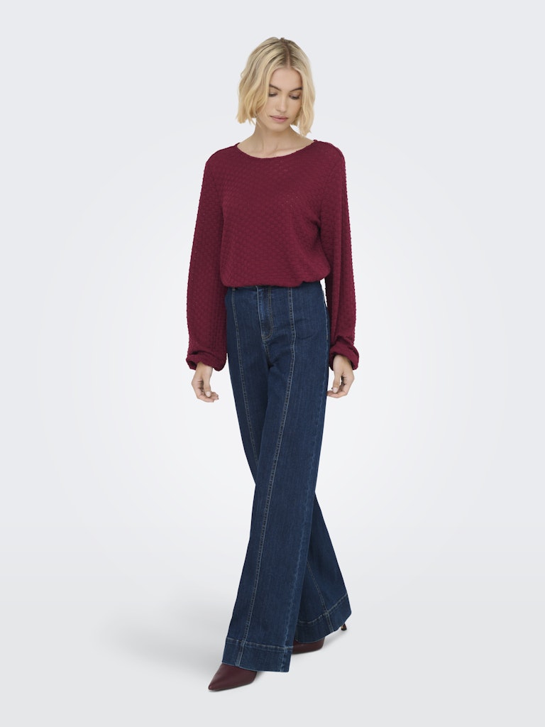 Onlbelle Life L/s Top Jrs - Wijnrood