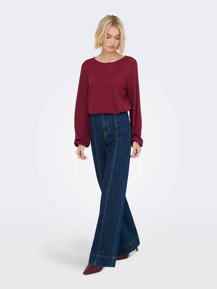 Onlbelle Life L/s Top Jrs - Wijnrood