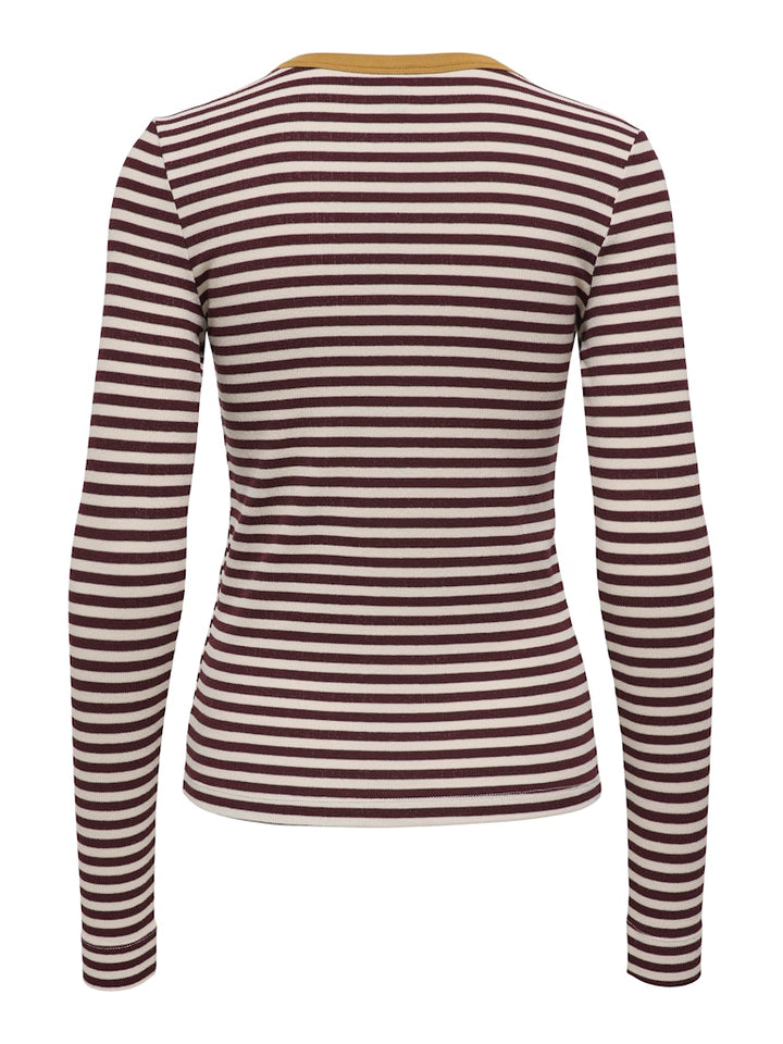 Onlelene L/s Fitted Top Jrs - Rood Dessin