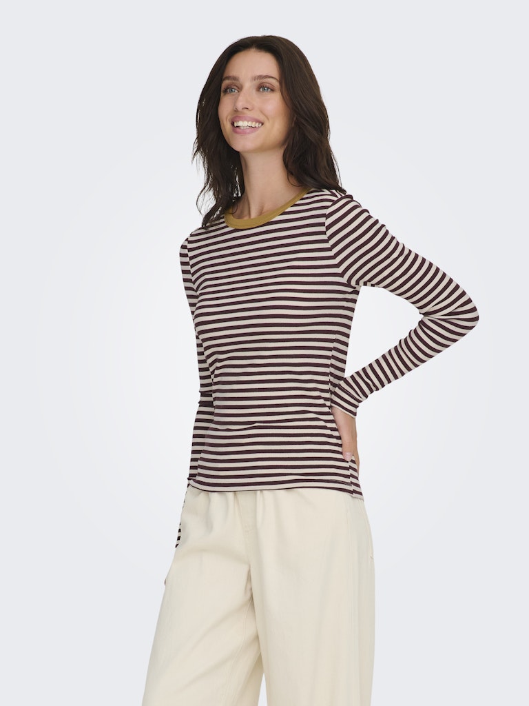 Onlelene L/s Fitted Top Jrs - Rood Dessin