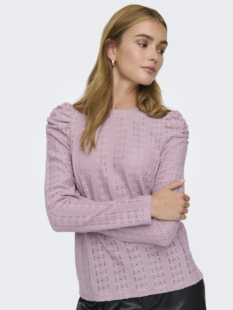 Onlmelanie L/s O-neck Top Jrs - Donker Rose