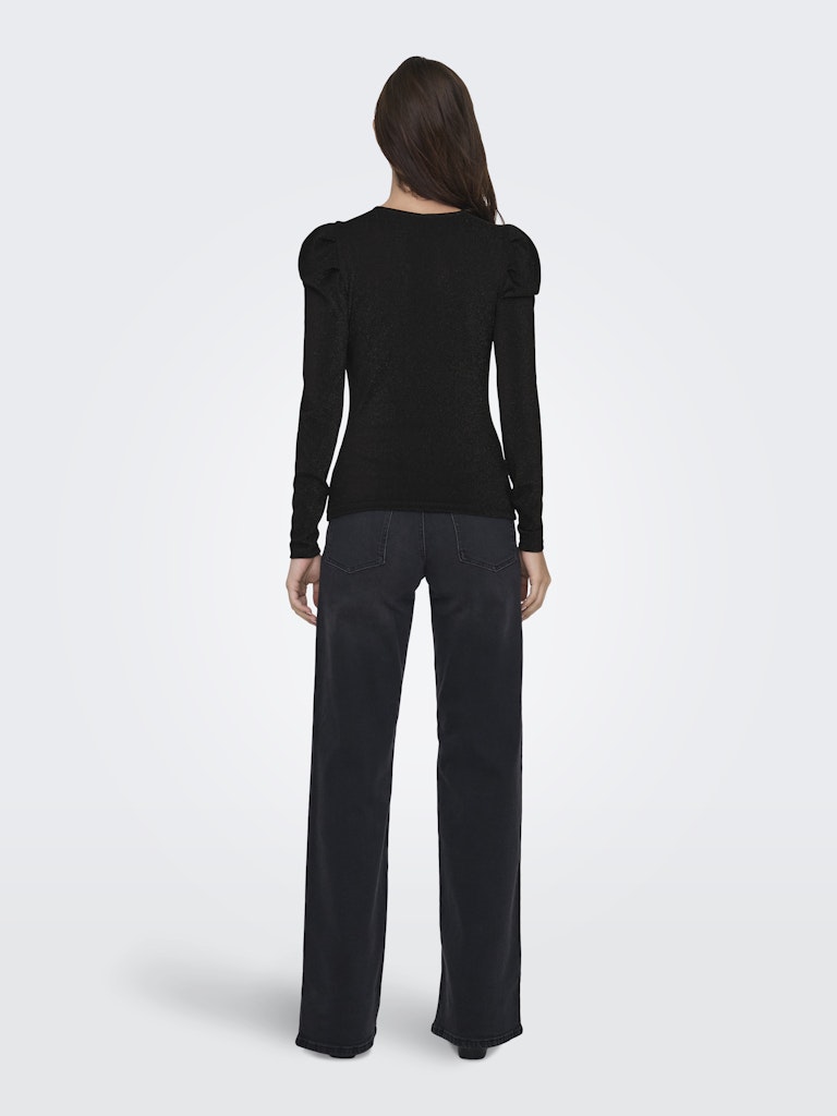 Onlrich L/s Glitter Puff Top Jrs - Zwart