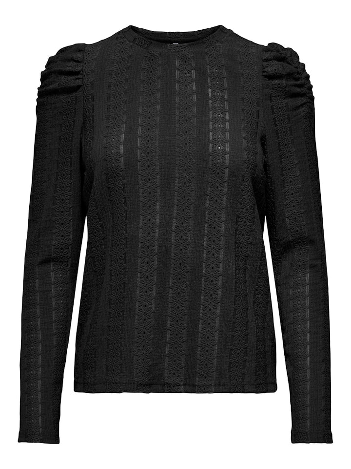 Onlmelanie L/s O-neck Top Jrs - Zwart