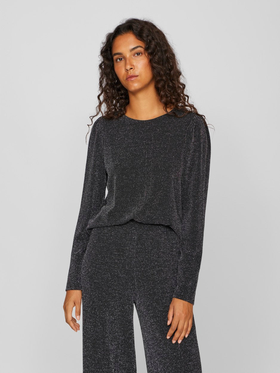 Vieleina O-neck Ls Top - Zwart