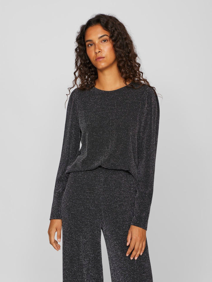 Vieleina O-neck Ls Top - Zwart