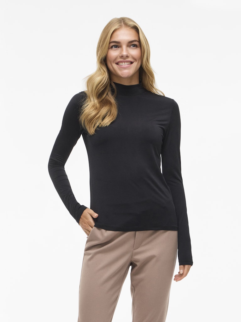 Vileoa L/s High Neck Top - Noos - Zwart