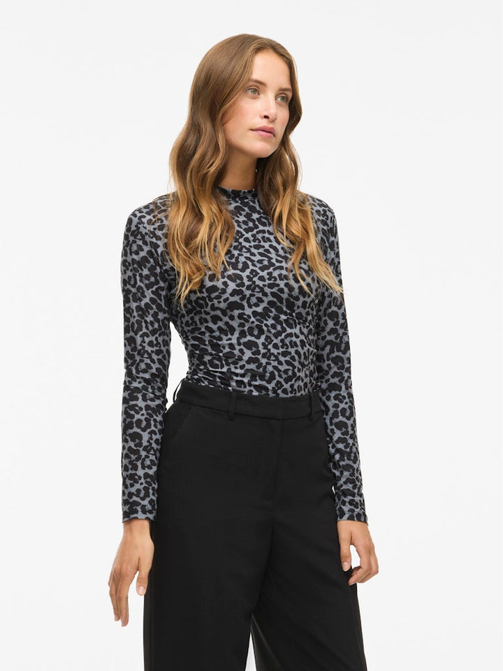 Vileoa L/s High Neck Top - Noos - Grijs Dessin