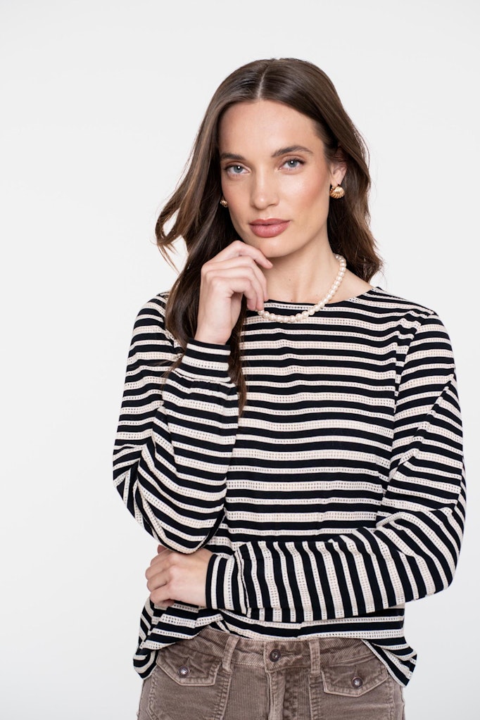 Top Striped Ajour - Zwart Dessin
