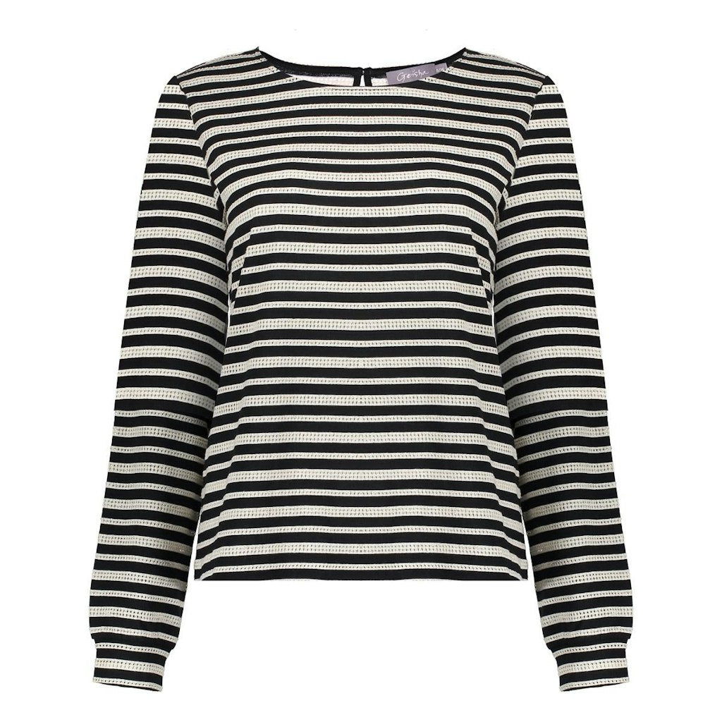 Top Striped Ajour - Zwart Dessin