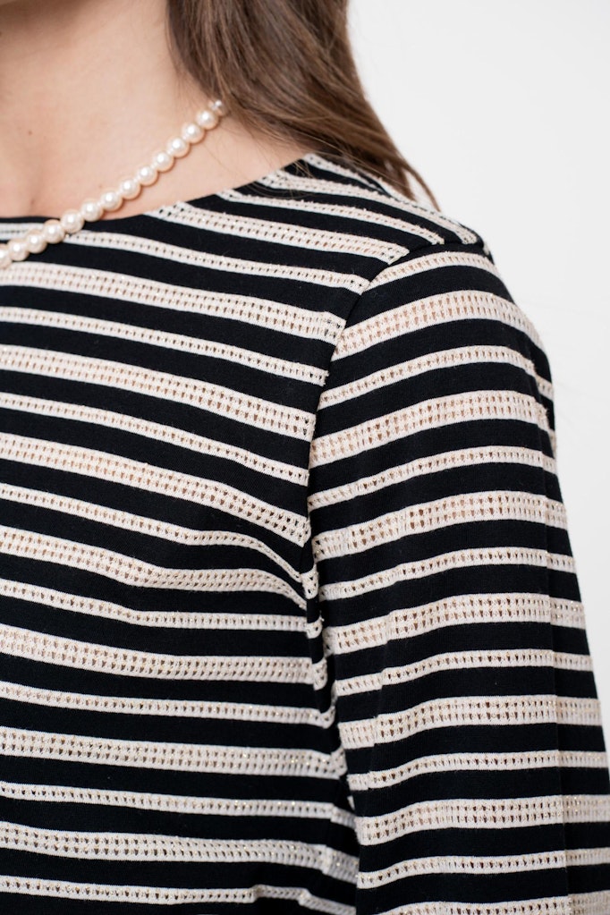 Top Striped Ajour - Zwart Dessin