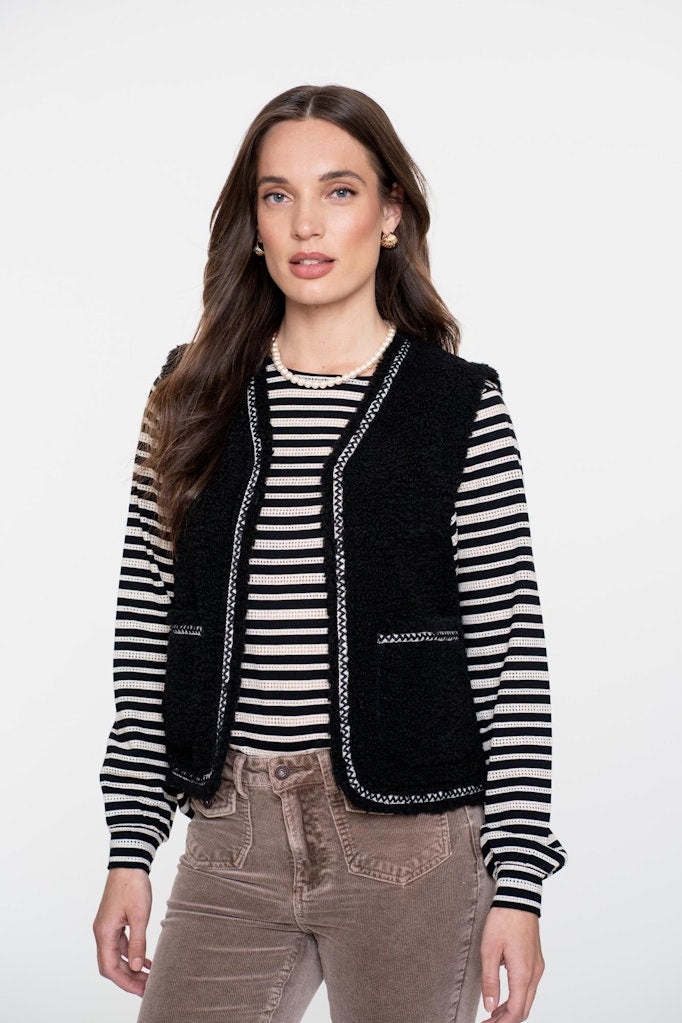 Top Striped Ajour - Zwart Dessin
