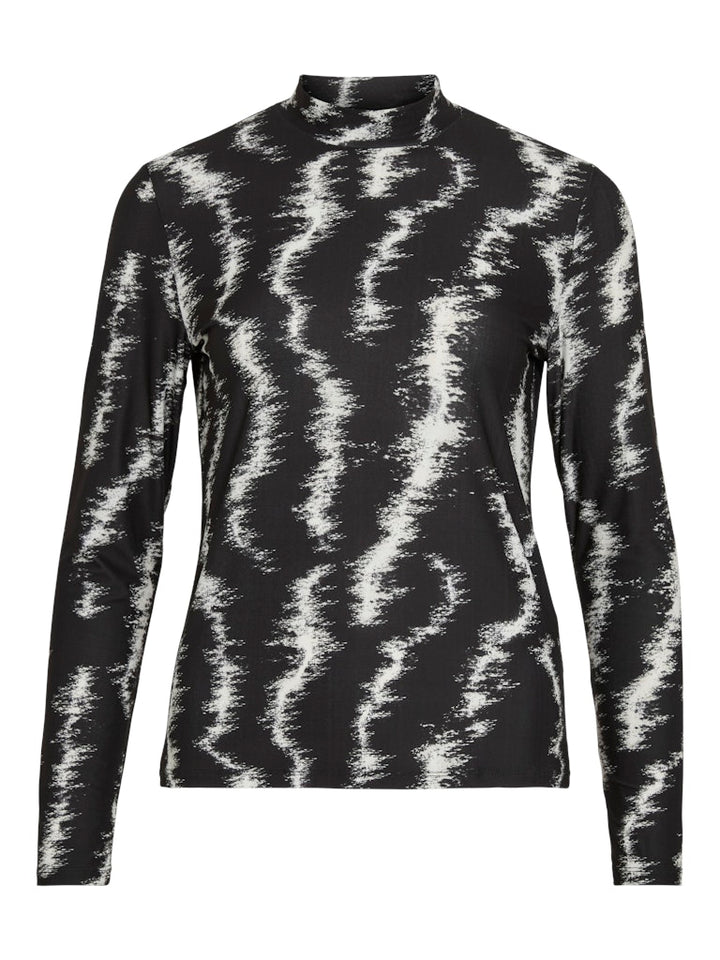 Vileoa L/s High Neck Top - Noos - Zwart Dessin