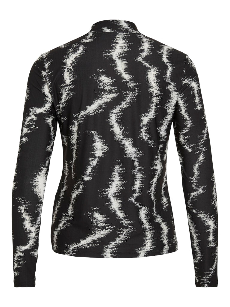 Vileoa L/s High Neck Top - Noos - Zwart Dessin