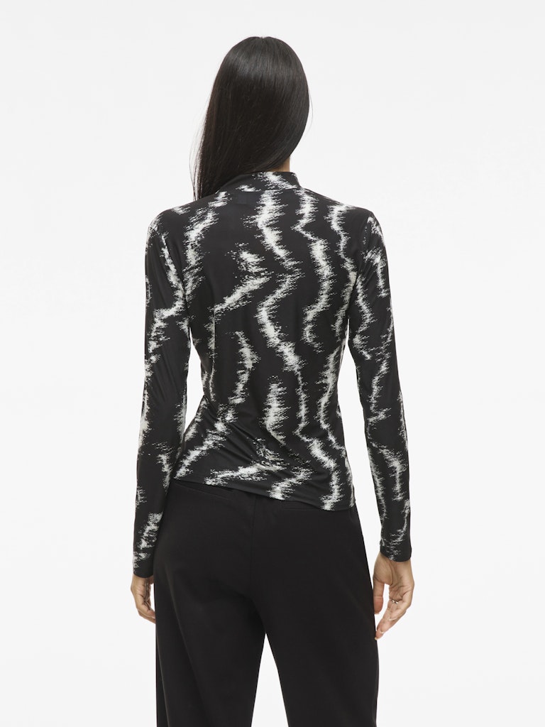 Vileoa L/s High Neck Top - Noos - Zwart Dessin