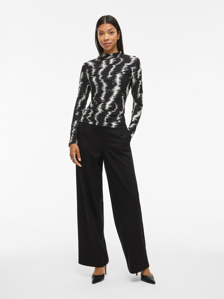 Vileoa L/s High Neck Top - Noos - Zwart Dessin