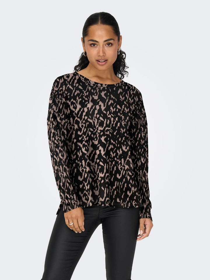 Onlana L/s Aop Top Jrs Noos - Zwart Dessin