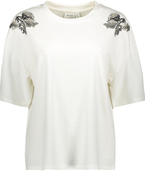 Viselsa O-neck S/s Pearl T-shirt - Wit