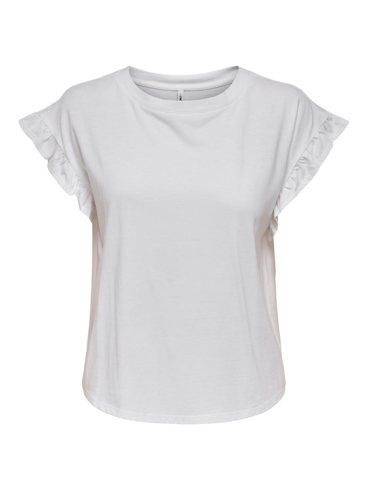 Onlgrape S/s Frill O-neck Top Jrs - Off-white