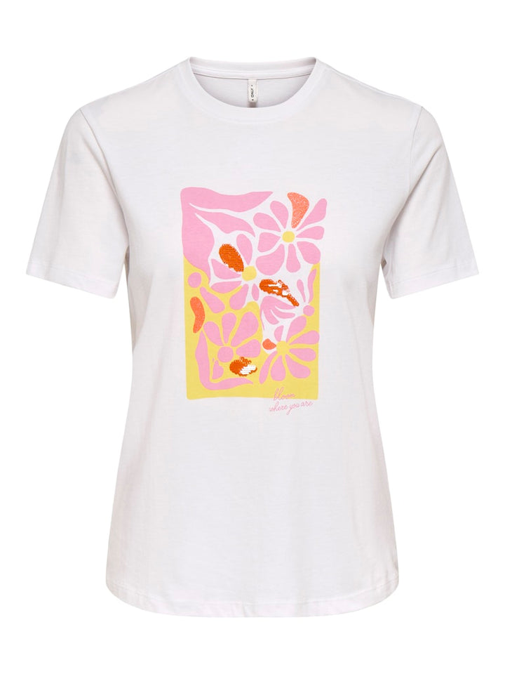 Onlkita Reg S/s Print Top Noos - Off-white