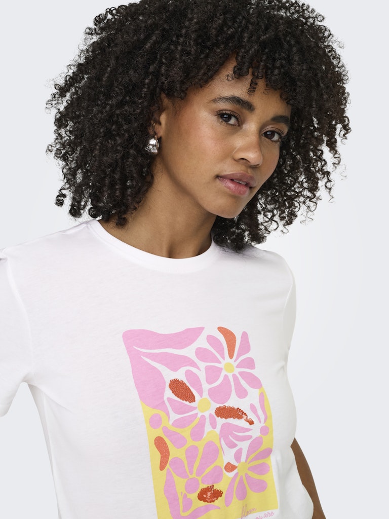 Onlkita Reg S/s Print Top Noos - Off-white