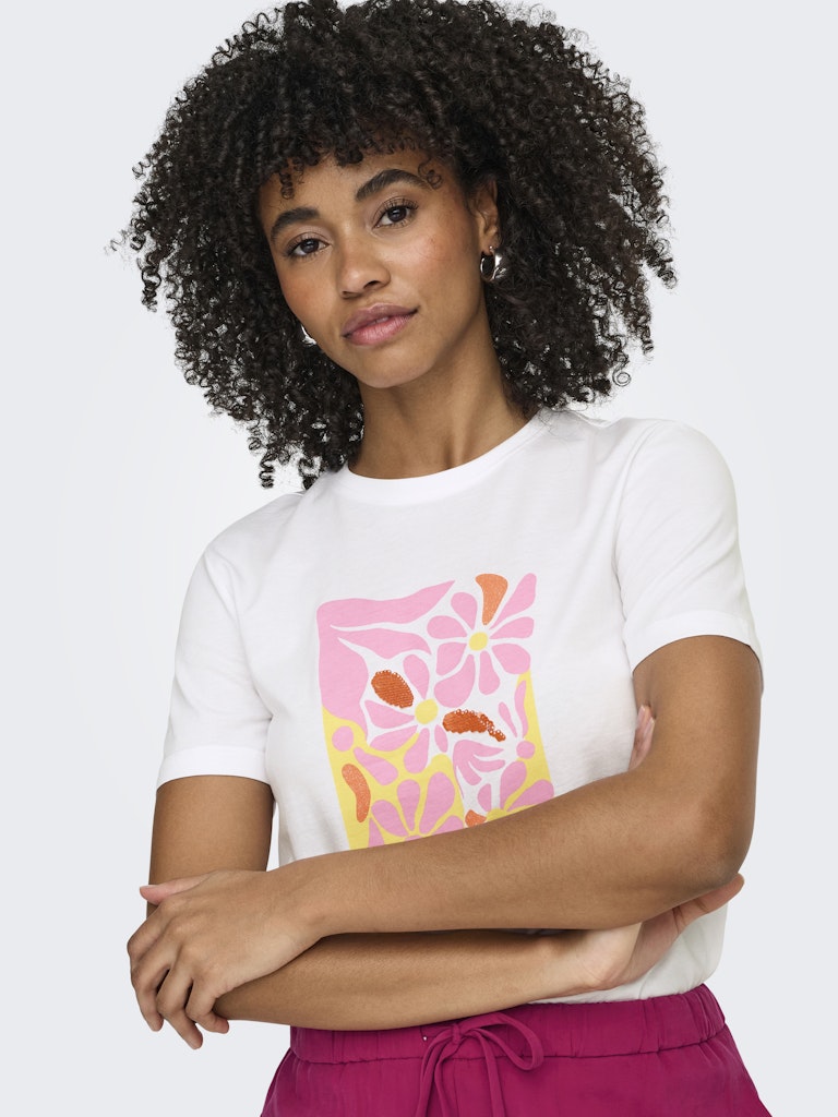 Onlkita Reg S/s Print Top Noos - Off-white