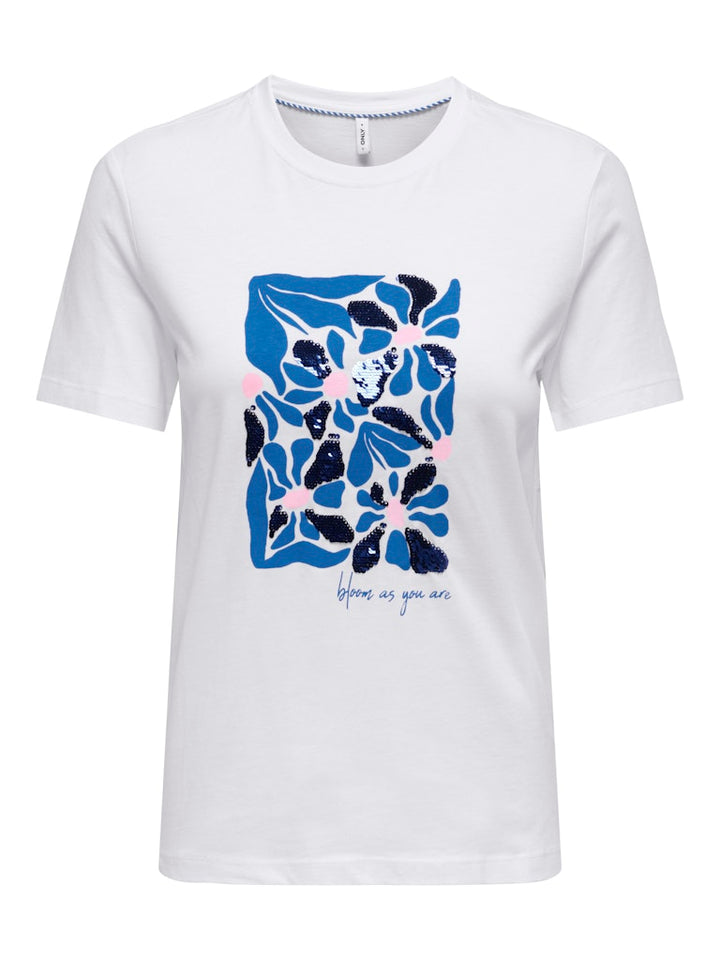 Onlkita Reg S/s Print Top Noos - Off-white