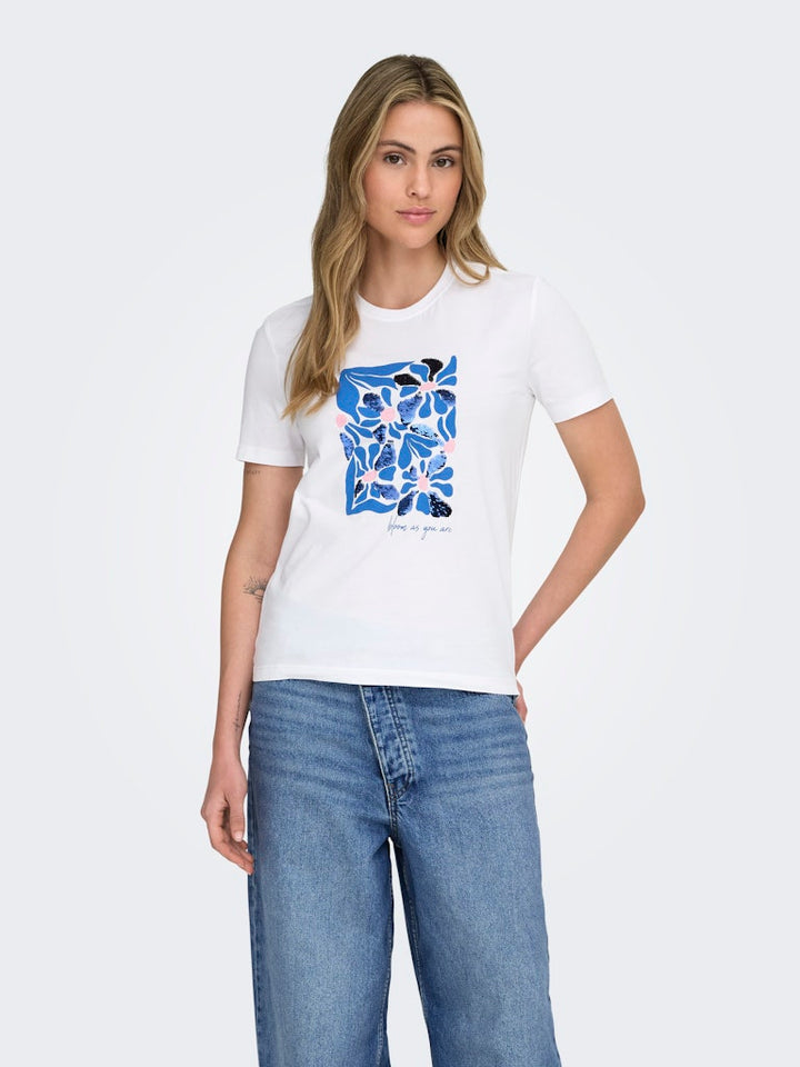 Onlkita Reg S/s Print Top Noos - Off-white