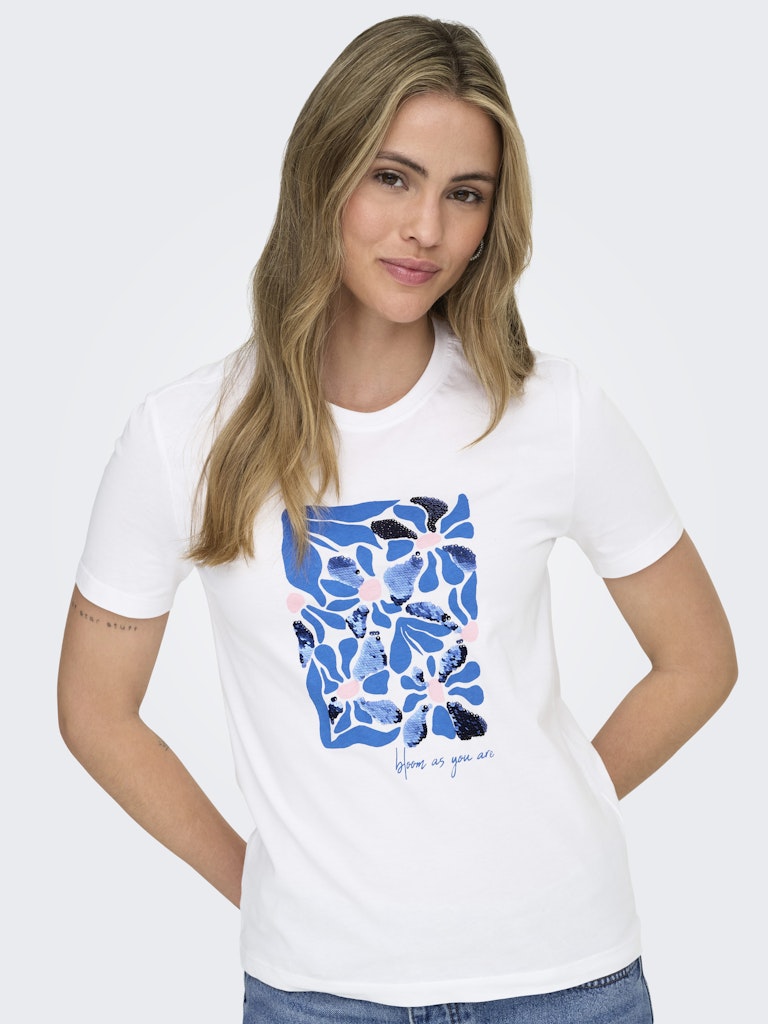 Onlkita Reg S/s Print Top Noos - Off-white