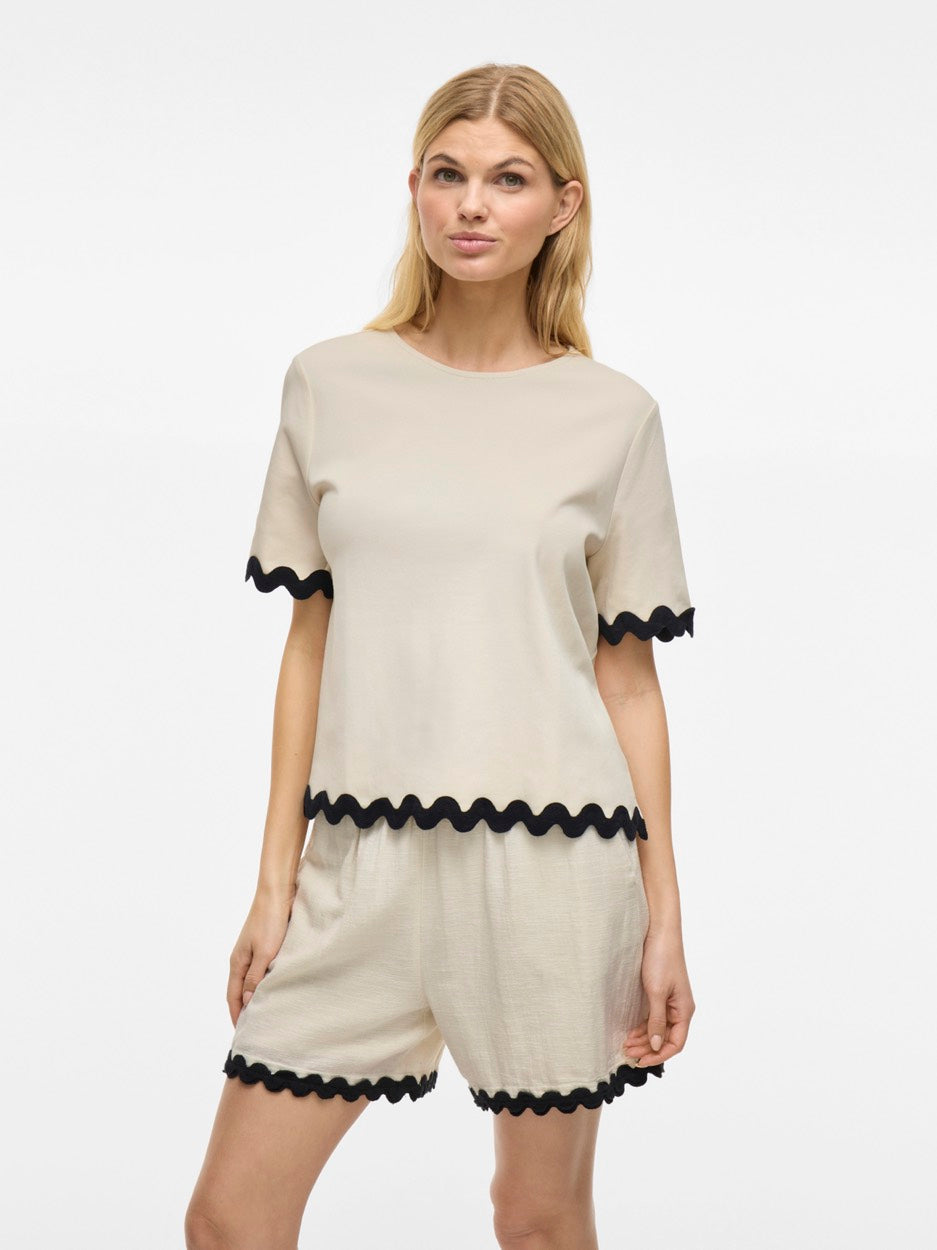Vicalisa O-neck 2/4 Top - Ecru