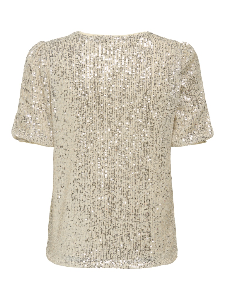 Onlana S/s Loose Sequins Top Jrs - Beige