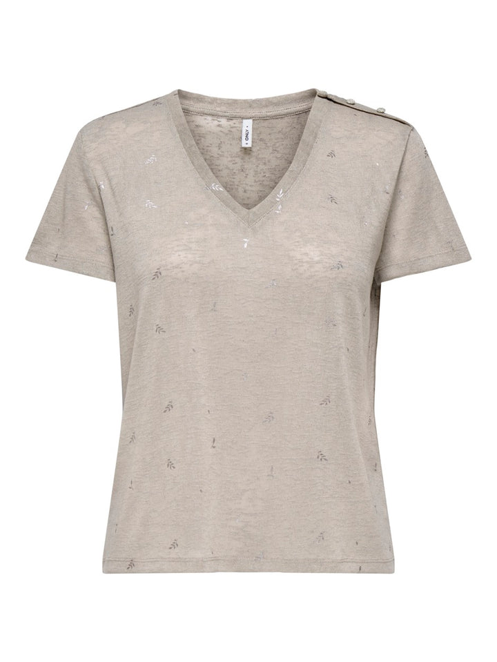 Onlstephi S/s Aop V-neck Top Jrs - Zand Dessin