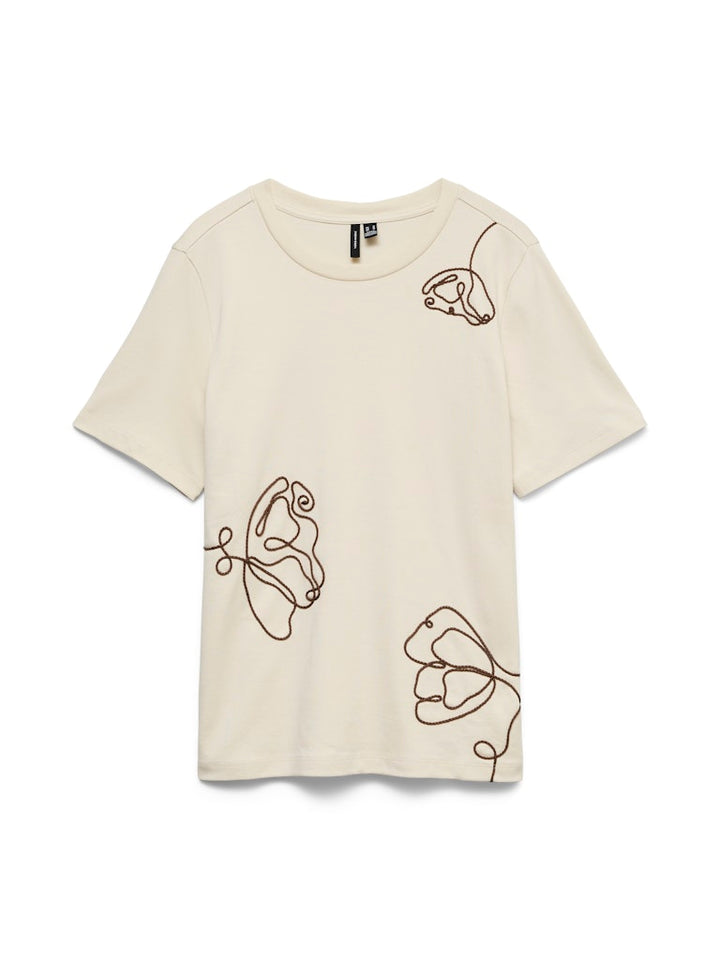 Vmirene Ss O-neck T-shirt Jrs - Ecru Dessin