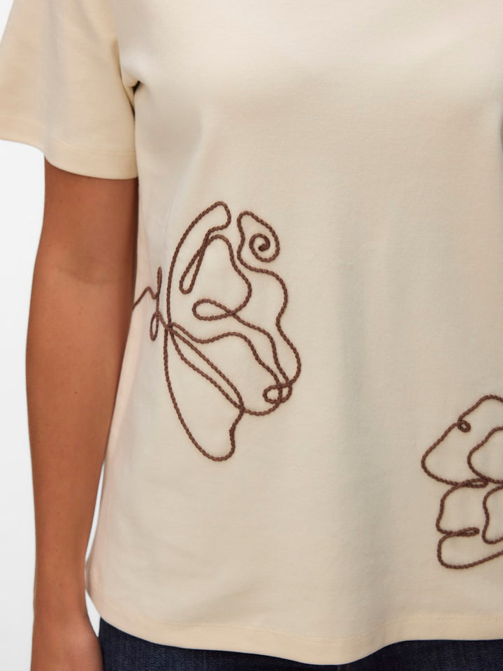 Vmirene Ss O-neck T-shirt Jrs - Ecru Dessin