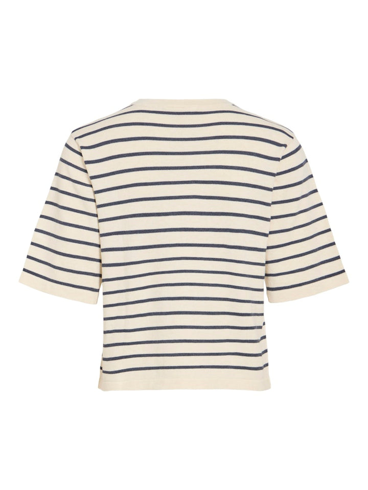 Vimalu O-neck 2/4 Knit Top-noos - Ecru Dessin
