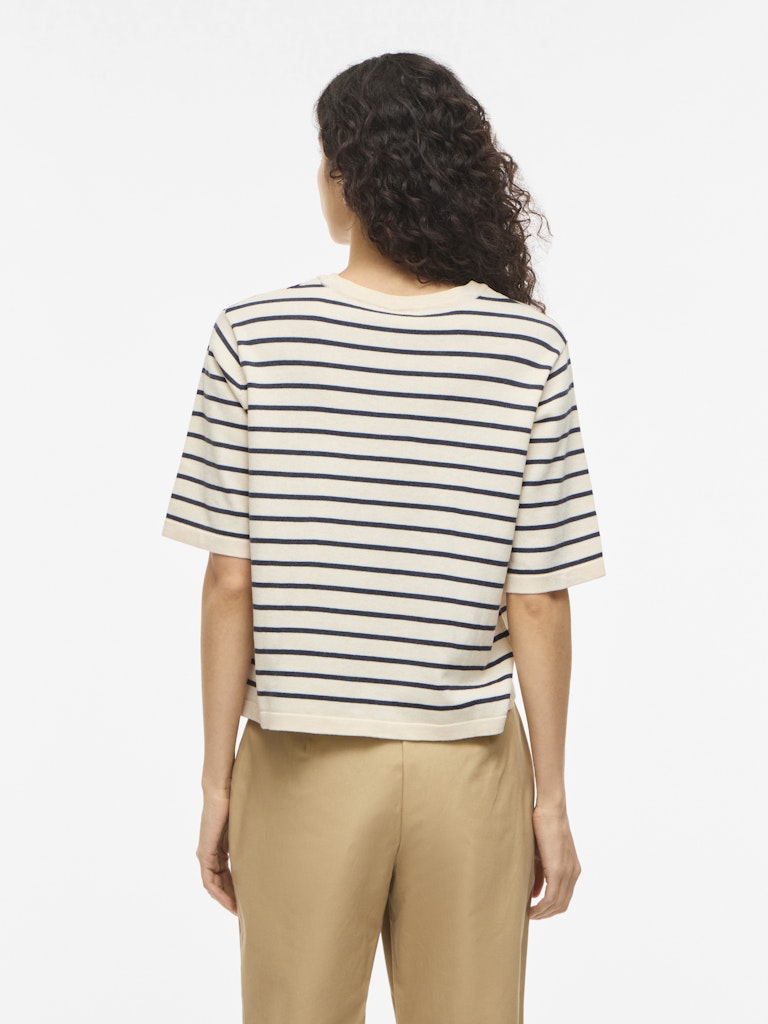 Vimalu O-neck 2/4 Knit Top-noos - Ecru Dessin