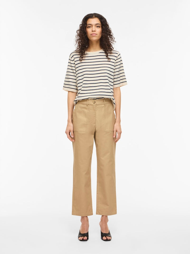 Vimalu O-neck 2/4 Knit Top-noos - Ecru Dessin