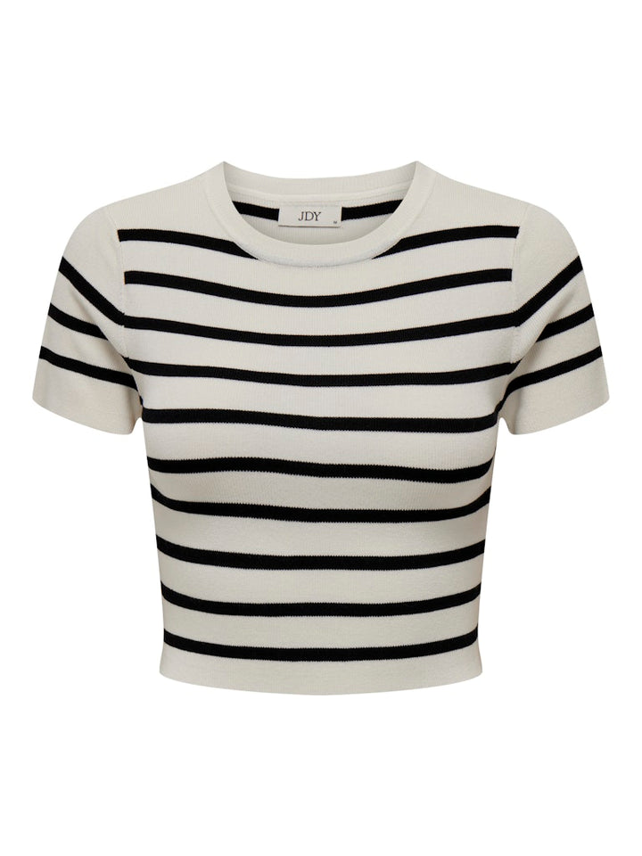 Jdycirkeline Ss Crop Top - Ecru Dessin
