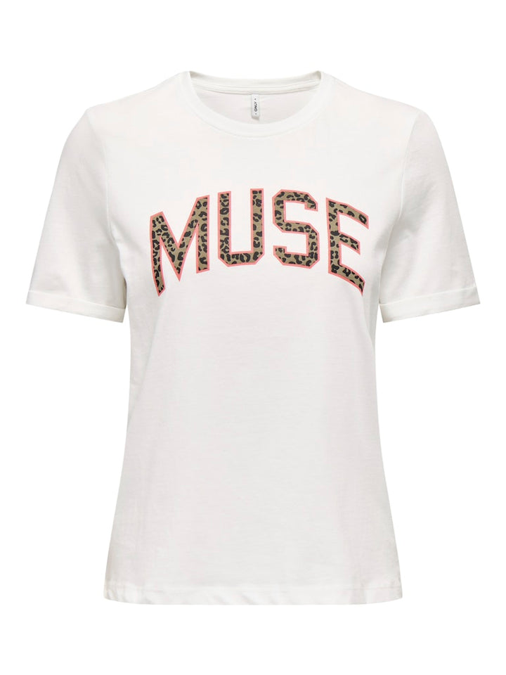 Onllea Life S/s Print Top Box Cc Jrs - Off-white