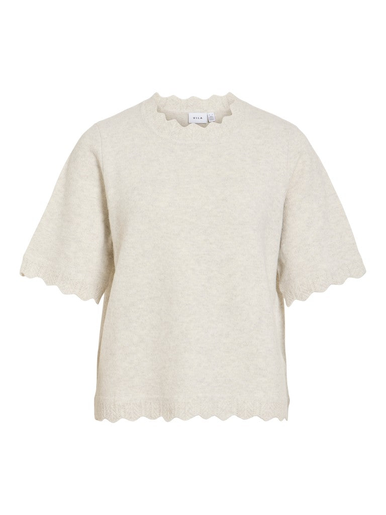 Vinikolina O-neck 2/4 Knit Top - Noos - Wit Dessin