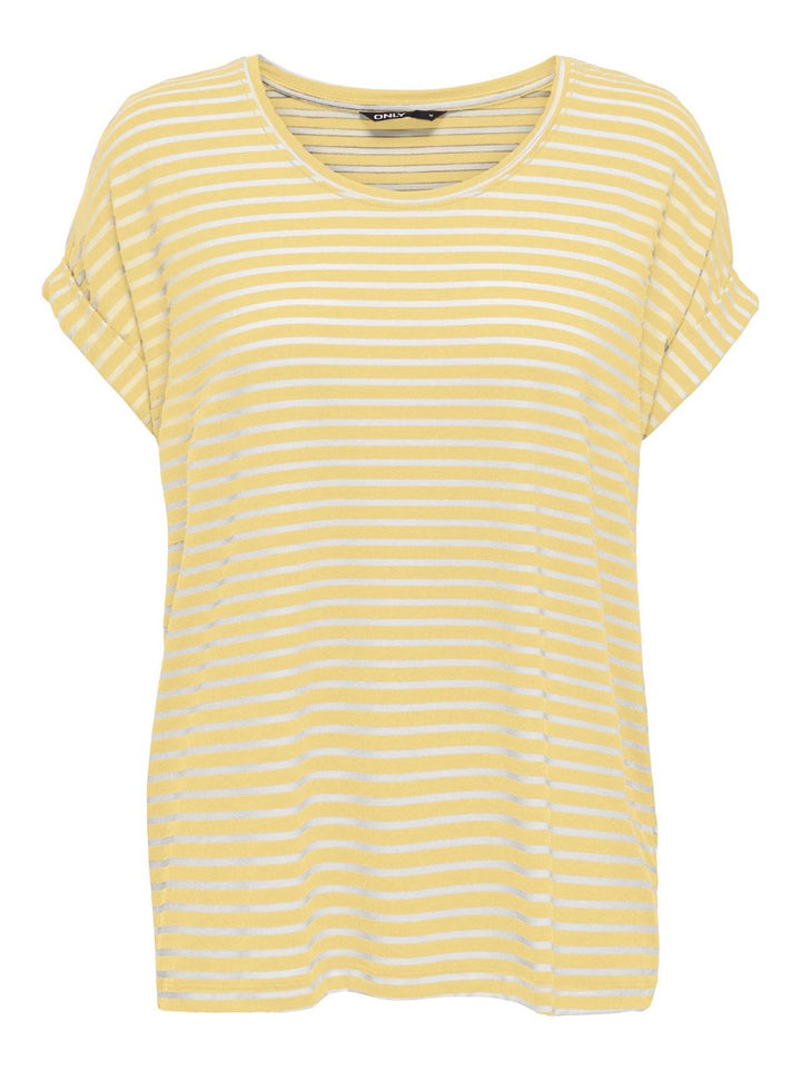 Onlmoster Stripe S/s O-neck Top Jrs Noos - Geel Dessin