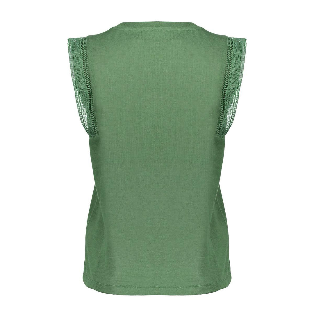 T-shirt Linen Look Fringes - Groen