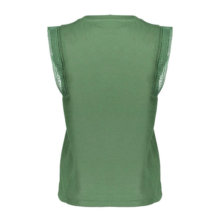 T-shirt Linen Look Fringes - Groen