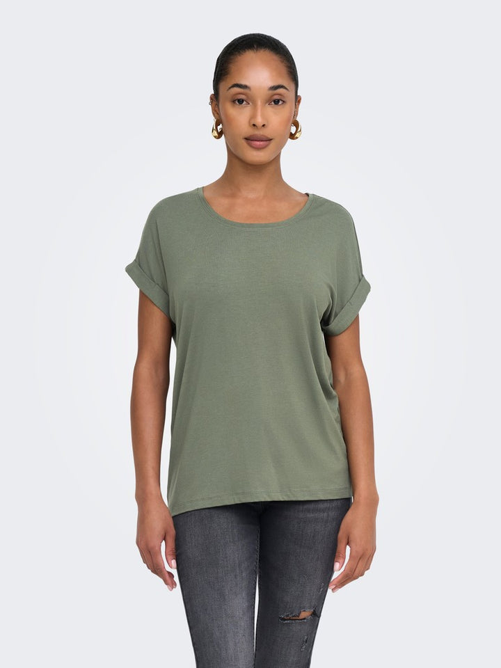 Onlmoster S/s O-neck Top Noos Jrs - Olijf