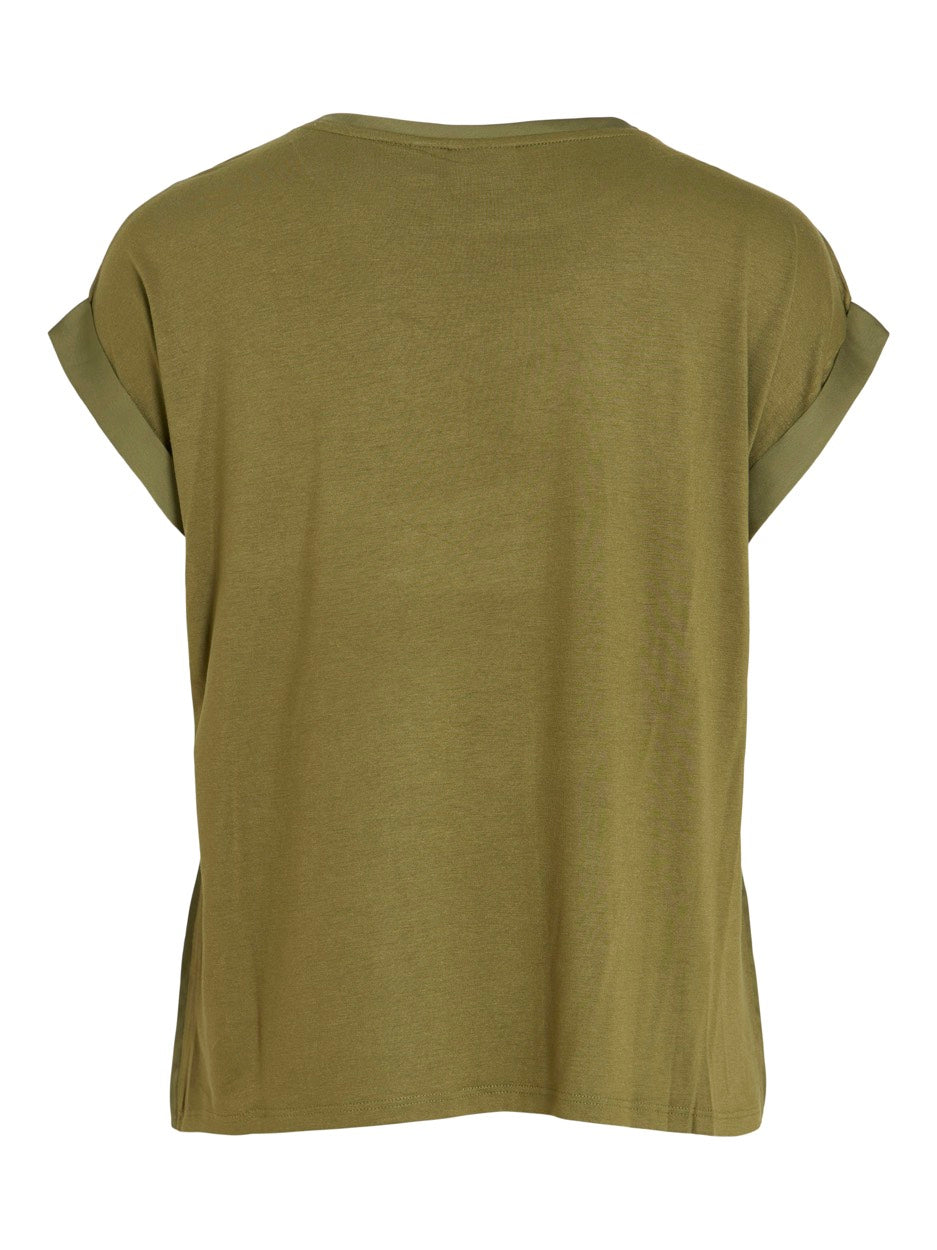 Viellette S/s Satin Top - Noos - Army