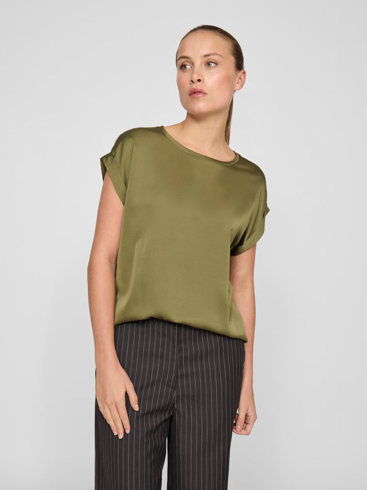 Viellette S/s Satin Top - Noos - Army