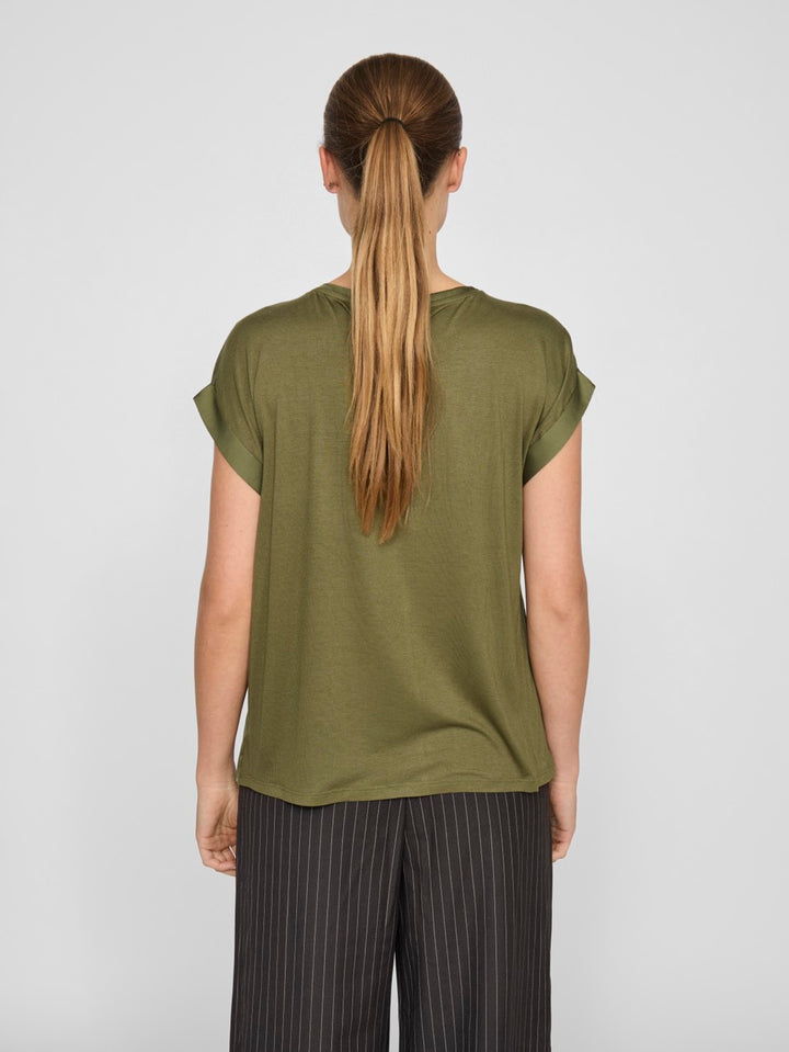 Viellette S/s Satin Top - Noos - Army