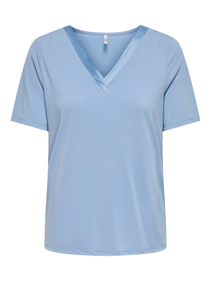 Onlfree Life S/s Split V-neck Top Jrs - Lichtblauw