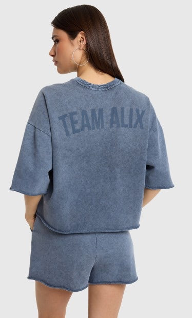 Cut Seam Sweat T-shirt - Navy