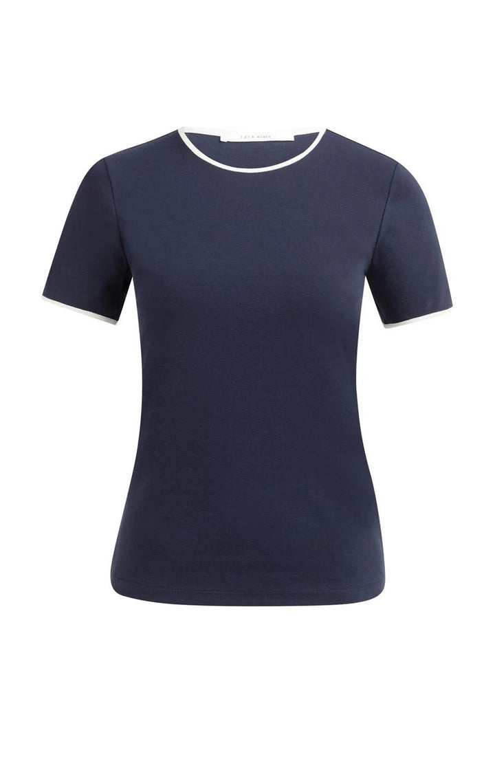 T-shirt Met Contrastbies - Navy