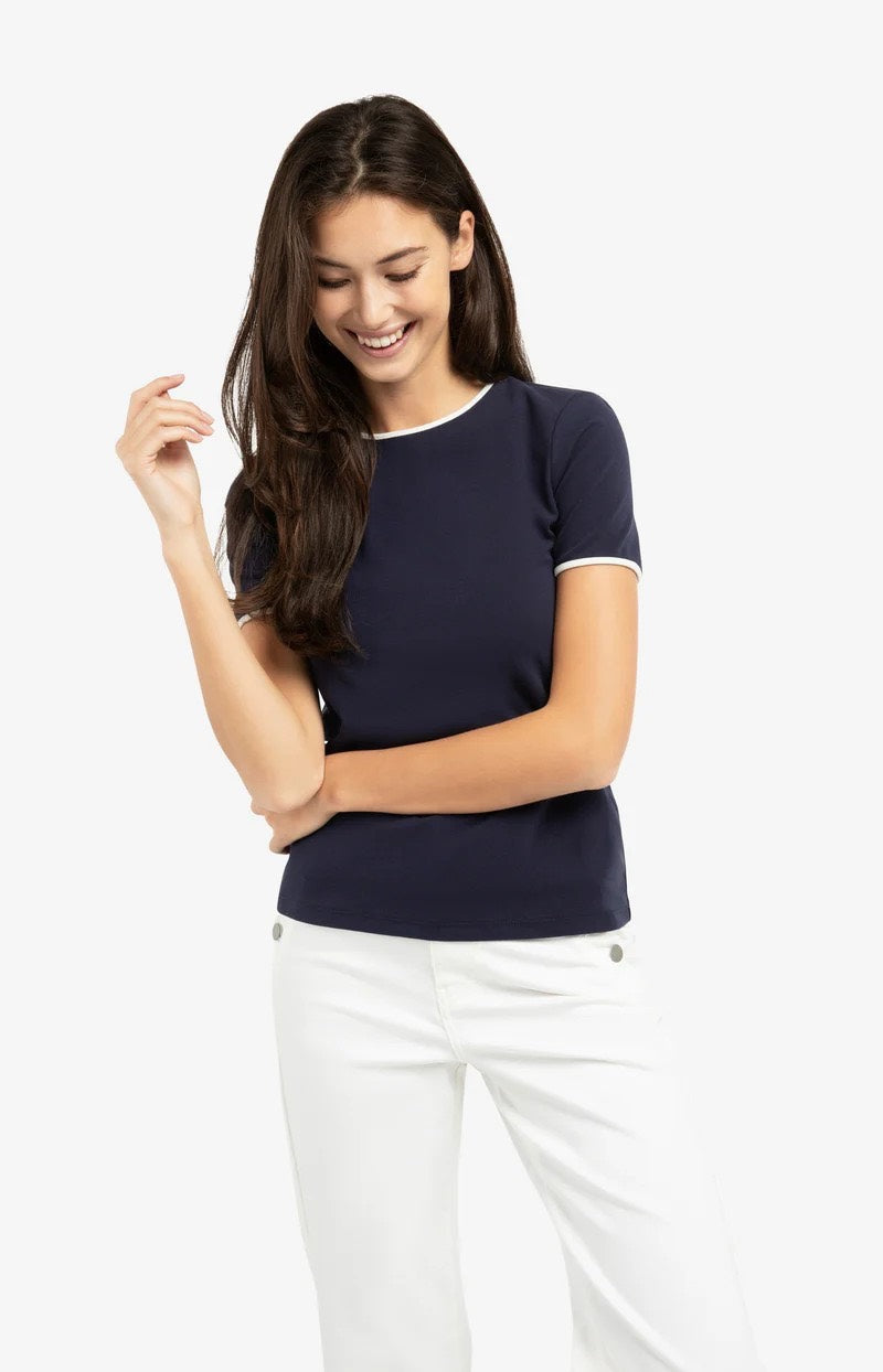 T-shirt Met Contrastbies - Navy